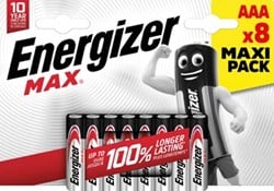 AAA batterijen Energizer Max LR03/E92 blister van 8 MaxIPACK
