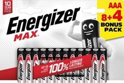 AAA batterij Energizer Max LR03/E92 blister van 8 + 4