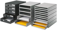 Mini ladenkastje Styro gerecycled plastic met 5 gesloten laden grijs-2