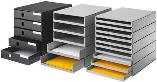 Mini ladenkastje Styro gerecycled plastic met 5 gesloten laden grijs-2