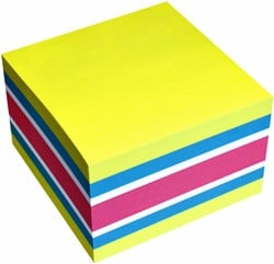 Memoblok Info Notes kubus 75x75mm neon assorti 450vel
