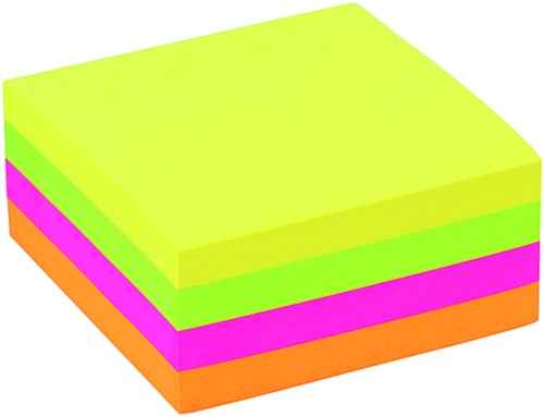 Memoblok Quantore 75x75mm neon kleuren assorti 4 kleuren-3
