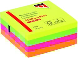 Memoblok Quantore 75x75mm neon kleuren assorti 4 kleuren