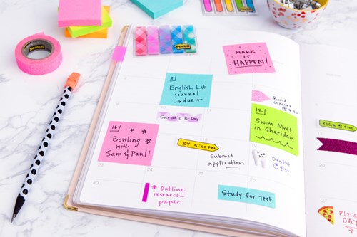 Notes Kubussen neon roze/neon geel-3