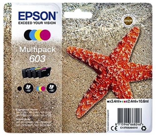 Epson 603XL Inkt T03U6 zwart + 3 kleuren multipack