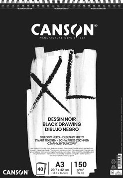 Canson tekenblok XL 150g/m² A3 40 vel zwart