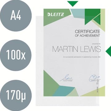 Leitz insteekmap Premium gekorreld 160 micron 100 stuks-3