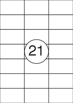 Etiketten wit met rechte hoeken 100 vel 70 x 42,3 mm, 21 etiketten per vel-2