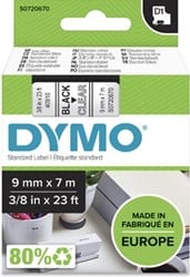 Dymo D1 tape 40910 9mm zwart op transparant