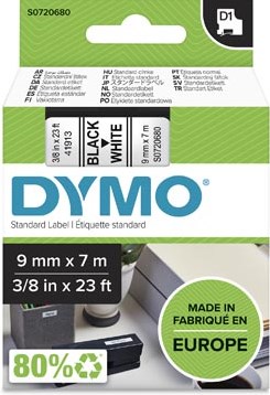 Dymo D1 tape 40913 9mm zwart op wit