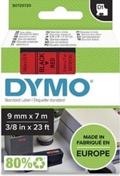 Dymo D1 tape 40917 9mm zwart op rood