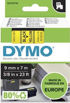 Dymo D1 tape 40918 9mm zwart op geel