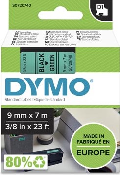 Dymo D1 tape 40919 9mm zwart op groen