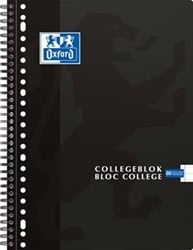 Oxford collegeblok voor A4+ 160 bladzijden 23-gaatsperforatie gelijnd zwart