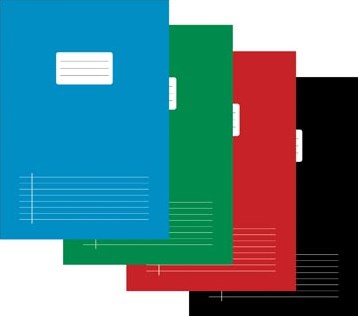 Schrift voor A4 gelijnd 80 bladzijden met voorlijn geassorteerde kleuren pak van 5 stuks