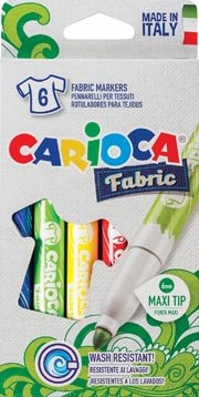 Carcioca textielstift Fabric doos van 6 stuks in geassorteerde kleuren
