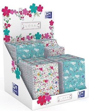 Oxford Floral notitieblok en spiraalschrift, ft A5/A6/B5, gelijnd en geruit 5 mm, display met 60 stuks