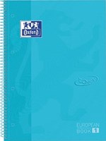 Oxford School Touch Europeanbook spiraalblok A4+ 160 bladzijden geruit 5 mm pastel blauw