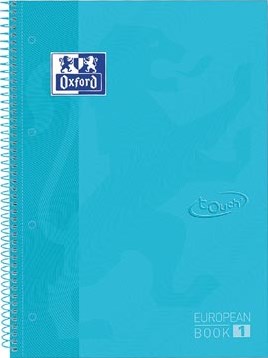 Oxford School Touch Europeanbook spiraalblok A4+ 160 bladzijden geruit 5 mm pastel blauw