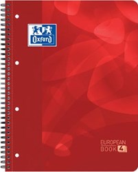 Oxford projectbook A4+ geruit 5 mm 4 gaatsperforatie 120 vel rood
