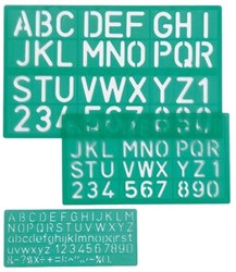 Linex lettersjabloon set met 3 stuks, in een ophangetui