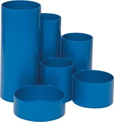 Pennenbak 6 vaks Ø 15 x 12,5 cm voor 85% uit Gerecylcled PS blauw