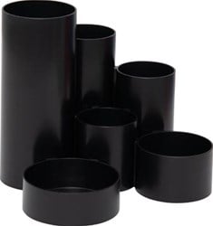 Pennenbak 6 vaks Ø 15 x 12,5 cm voor 85% uit Gerecylcled PS zwart