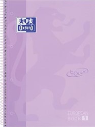 Oxford School Touch Europeanbook spiraalblok A4+ 160 bladzijden geruit 5 mm pastel paars
