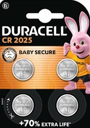 Knoopcel batterij Duracell CR2025 lithium Baby Secure 4 stuks