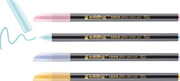 Edding glitter viltstift e-1200 assorti pastel set van 4 stuks