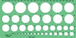 Sjabloon Linex 1116S 39 cirkels 1-35mm met inktvoetjes