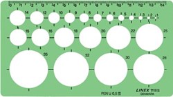Sjabloon Linex 1118S 22 cirkels 1-35mm met inktvoetjes