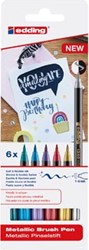 Edding metallic brushpen e-1340 assorti set van 6 stuks