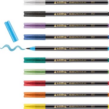 Edding glitter brushpen e-1340 assorti set van 10 stuks