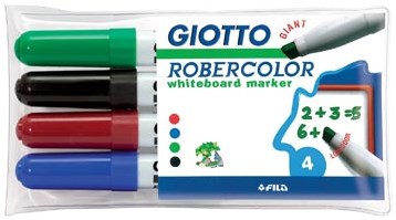 Whiteboard stiften Giotto Robercolor maxi schuine punt set van 4 assorti kleuren