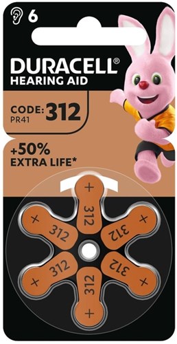 Duracell hoortoestelbatterijen type 312 oranje 6 stuks