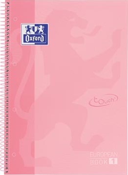Oxford School Touch Europeanbook spiraalblok A4+ 160 bladzijden gelijnd pastel roze