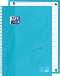 Oxford School Touch Europeanbook spiraalblok A4+ 160 bladzijden gelijnd pastel blauw