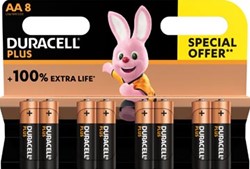 AA batterij Duracell Plus 100% blister van 8 stuks