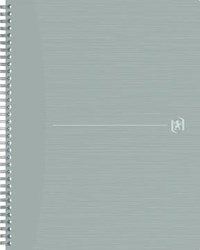 Oxford Origin spiraalschrift, ft A4+, 140 bladzijden, geruit 5 mm, grijs