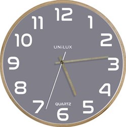 Unilux wandklok Baltic diameter 30,5 cm houten frame grijs