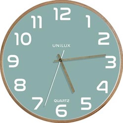 Unilux wandklok Baltic diameter 30,5 cm houten frame lichtgroen