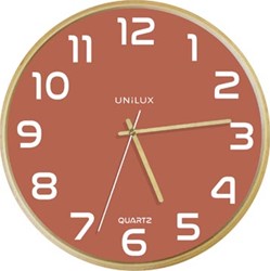 Unilux wandklok Baltic diameter 30,5 cm houten frame roze