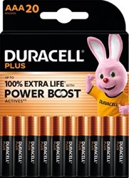 AAA batterijen Duracell Plus 100% alkaline 20 stuks