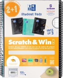 Collegeblok Oxford School A4+ lijn 23-gaats 160 pagina's 80gr scratch&win assorti