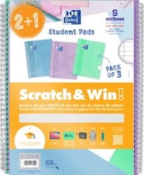 Collegeblok Oxford School A4+ lijn 23-gaats 160 pagina's 80gr pastel scratch&win assorti