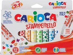 Carioca stempelstift Stamperello, 12 stiften (= 12 kleuren en 12 stempelmotieven)