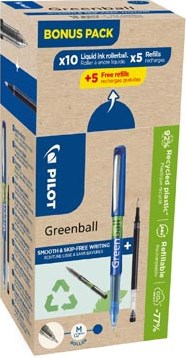 Pilot Greenball, 10 rollers + 10 vullingen medium blauw