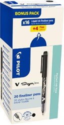 Pilot fineliner V-Sign Pen doos van 16 + 4 stuks zwart