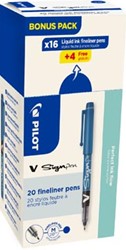 Pilot fineliner V-Sign Pen doos van 16 + 4 stuks blauw